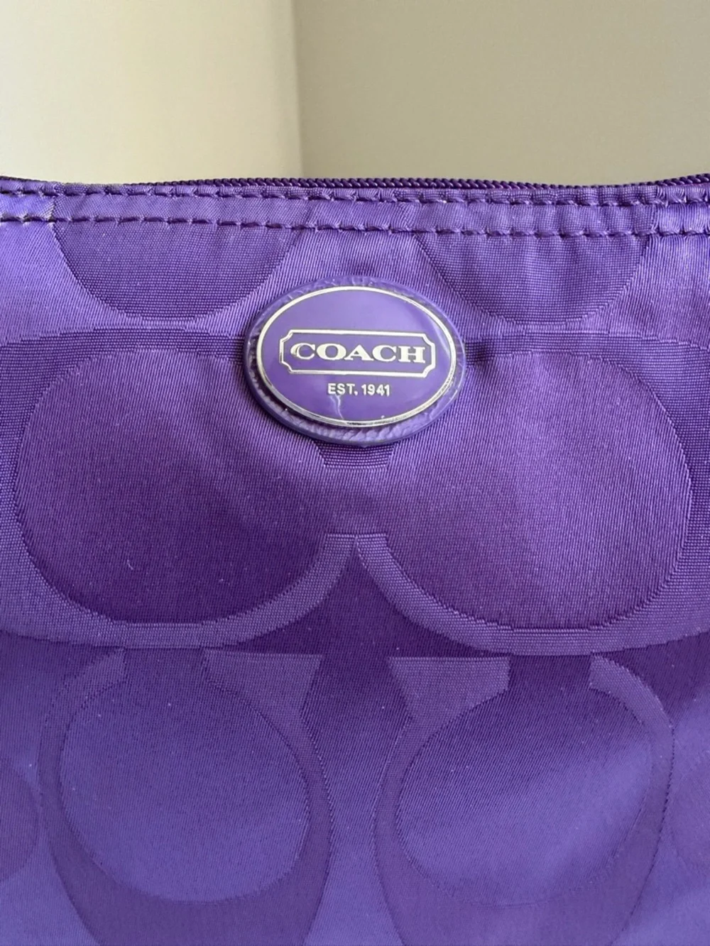 COACH Purple Signature Nylon Pouch